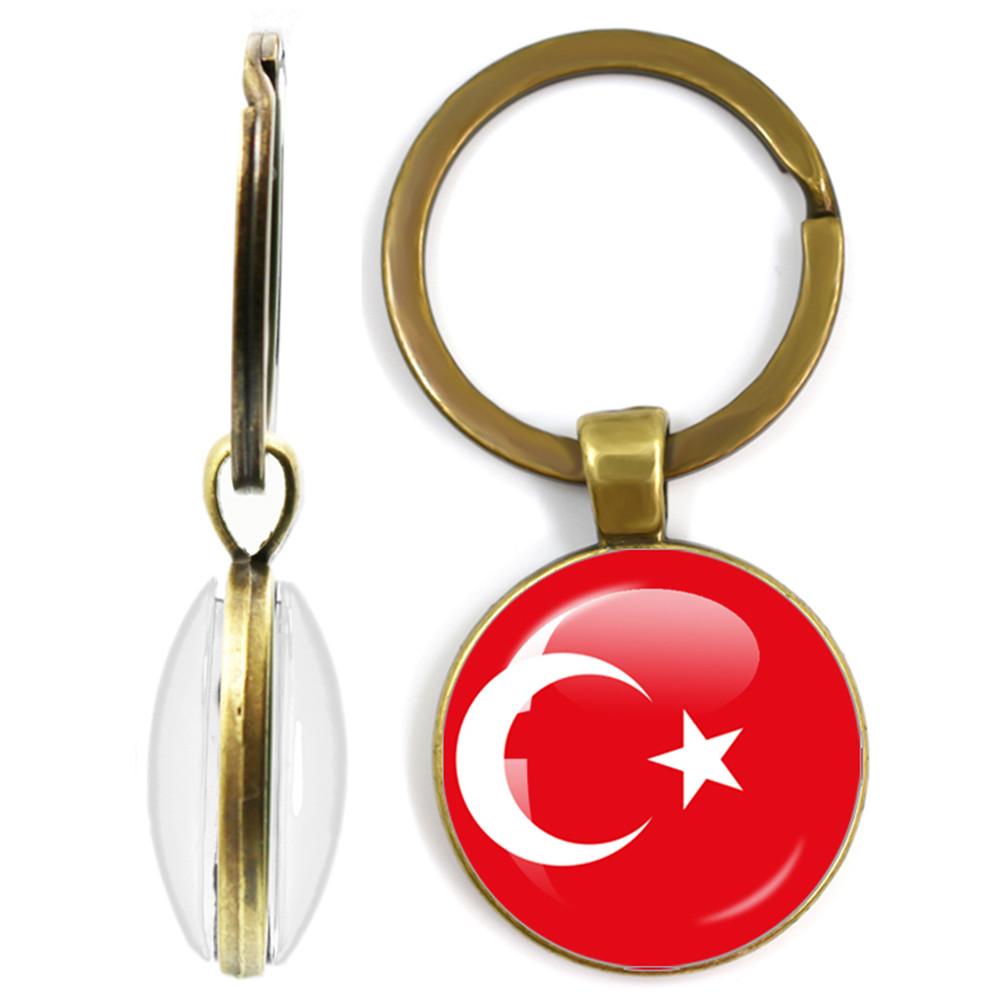 National Flag Double-Sided Keychain Korea, Serbia, Russia, Slovenia, Argentina, The United States,Turkey, Spain,Dominica Keyring