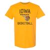 Iowa Hawkeyes Faded Retro Basketball T-Shirt Premium Cotton - Gold