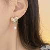 Sweet Pink Tulip Flower Heart Stud Earrings For Women Korean Fashion Imitation Pearl Dangle Earring Jewelry Brincos