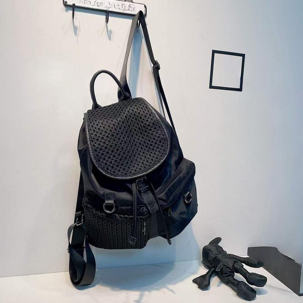 Fashion Backpack for Women or Men Retro Women's Backpack Drawstring Flip Backpack Practical Multi-pocket Bag with Pendant