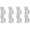 Exclusive House - Folding Outdoor Chairs Set of 8 Solid Acacia Wood