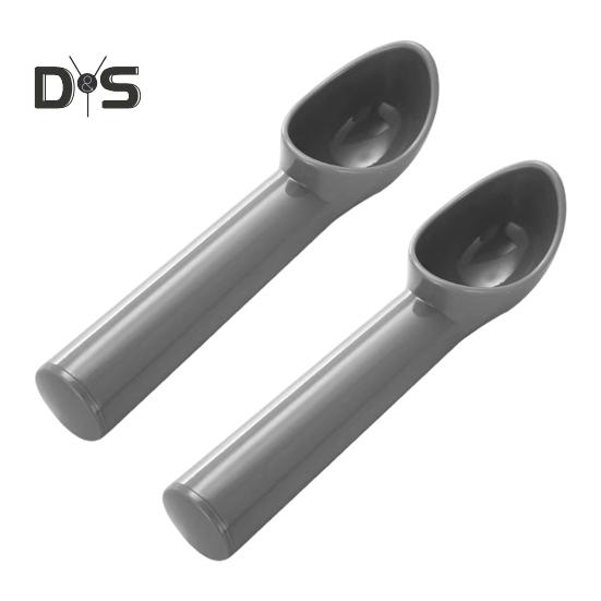 

2 шт. ложка для мороженого с ручкой, медленно тающая круглая форма для приготовления шариков для закаленного мороженого, фруктовая резьба, десерт, презентационный инструмент для дома серый