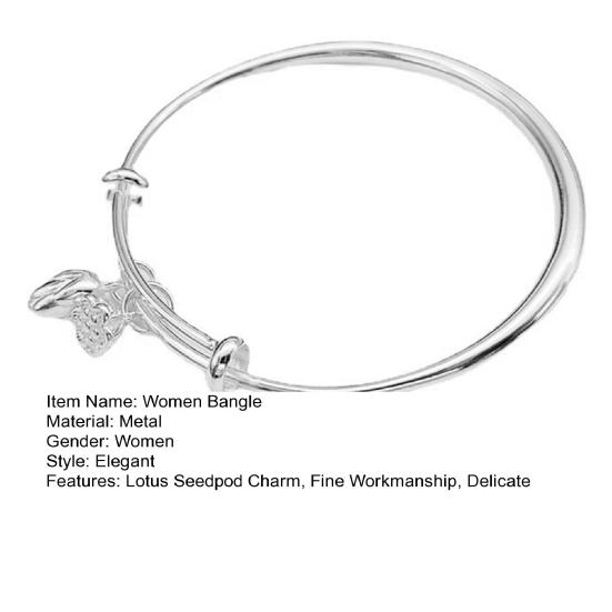 Brățară pentru femei, culoare argintie, reglabilă, delicată, dulce, nonalergică, cadou electroplating Lotus Seedpod, farmec, brățară pentru fete, bijuterii de modă