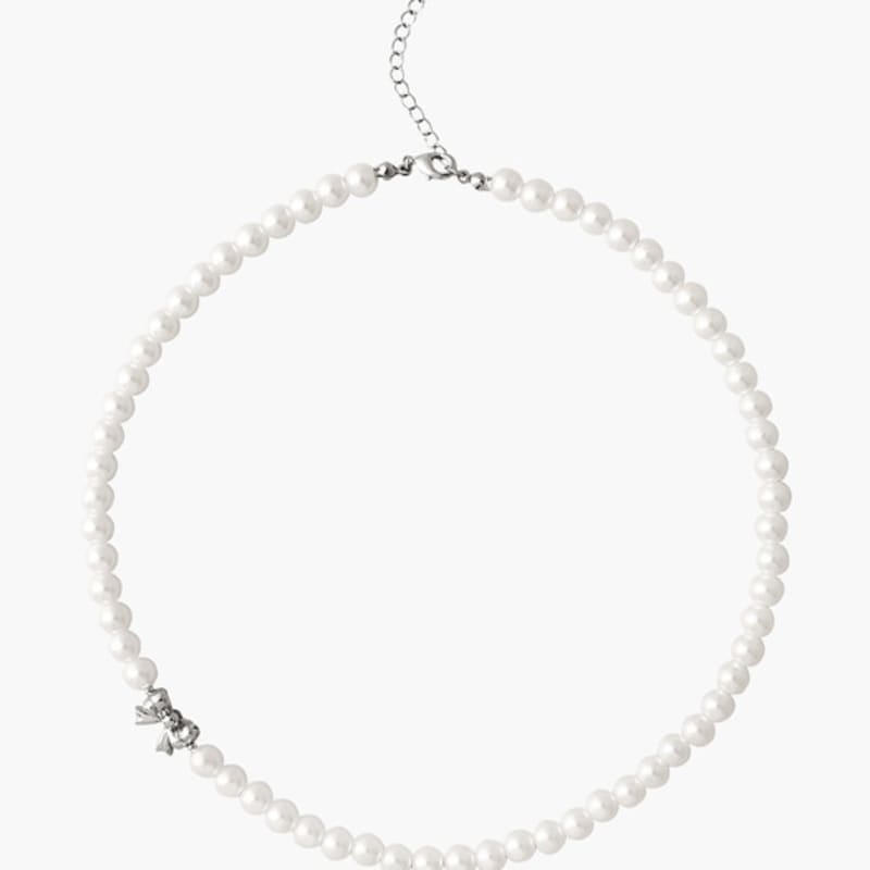 noonoo fingers Sha Ribbon Pearl Necklace