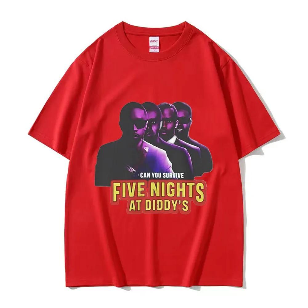 Funny Five Nights At Diddy's House Novelty Graphic T Shirts Men's Retro Fashion Short Sleeve T-shirt 100% Cotton Oversized Tees