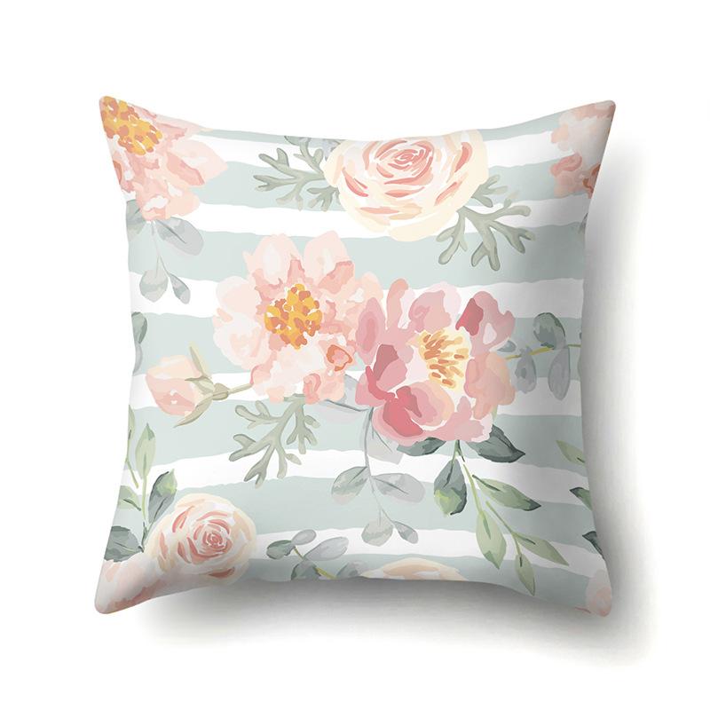 Polyester Kissenbezug Dekorative Blumen Haus Pflanze Druck Kissenbezug Lendenkissen Sofa Kissenbezug