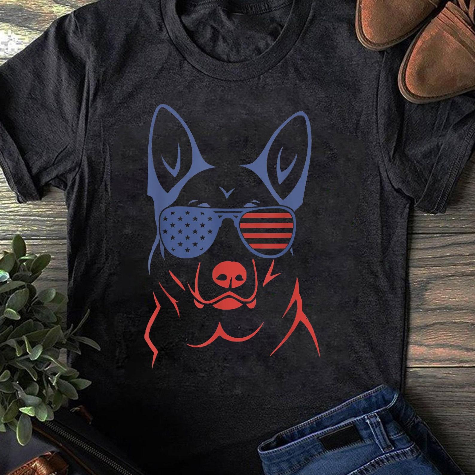 Patriotic German Shepherd T-Shirt: American Flag Dog Tee XXL