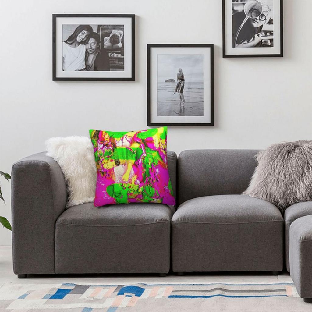 Modern Green Pink Yellow Square Pillowcase Polyester Linen Velvet Pattern Zip Decorative Pillow Case Home Cushion Cover