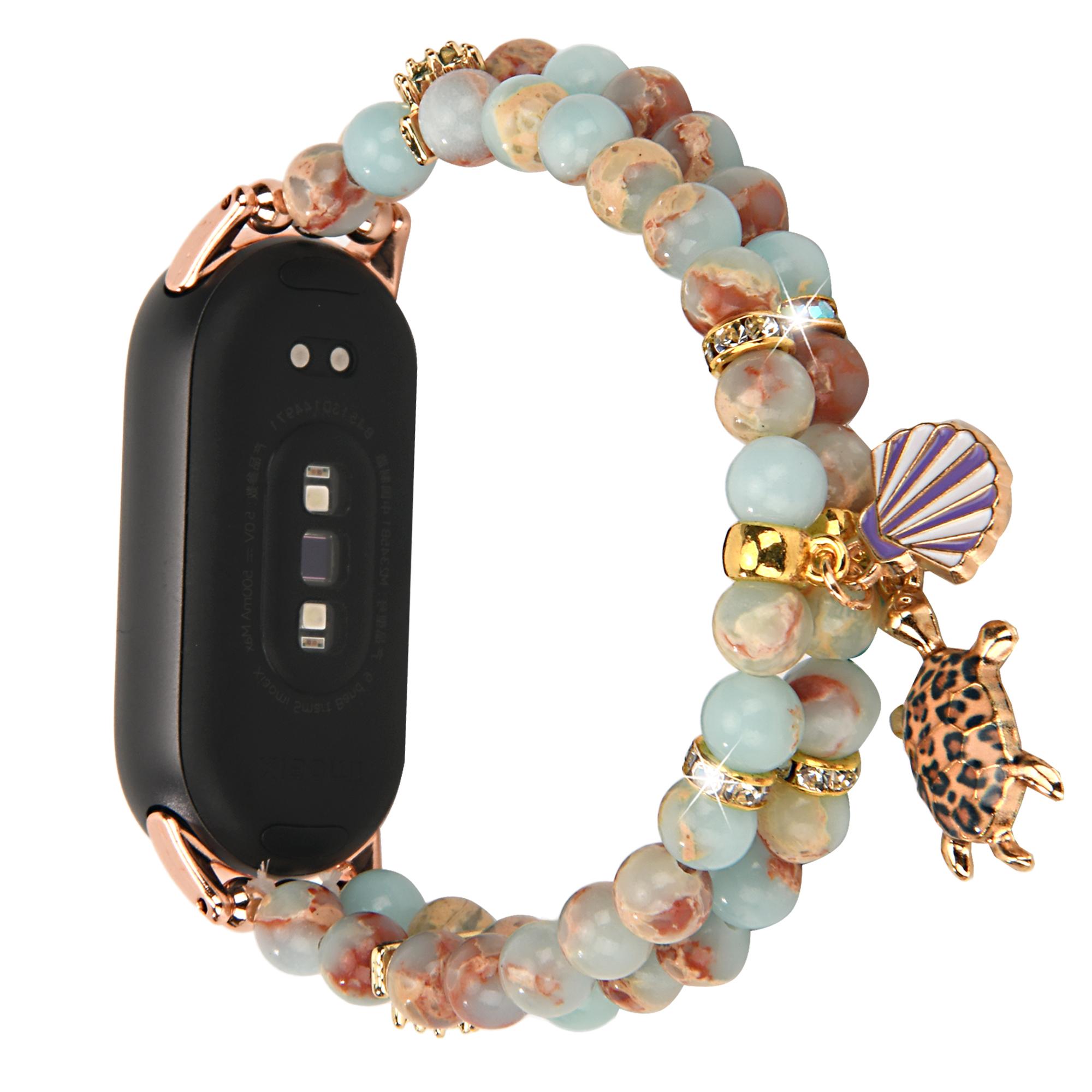 

For Xiaomi Smart Band 9/8 Watch Strap Beaded Bracelet Wrist Band Blue