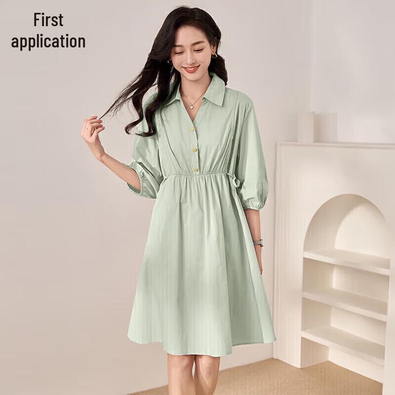 

Women s V-Neck Drawstring A-Line Shirt Dress M