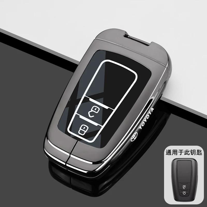 Zinc Alloy Leather Car Key Case Cover Shell for Toyota CHR Hilux Fortuner Land Cruiser 200 Camry Corolla Crown RAV4 Highland