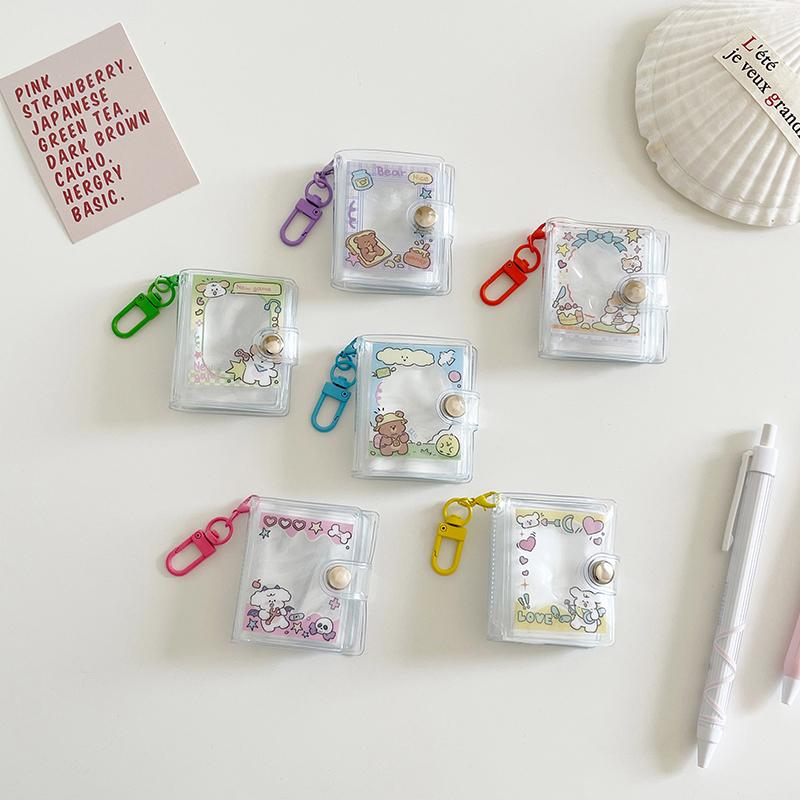 1/2-Inch Holder Pockets Transparent Diy Mini Po Album Keychain Portable Po Storage Holder Key Ring