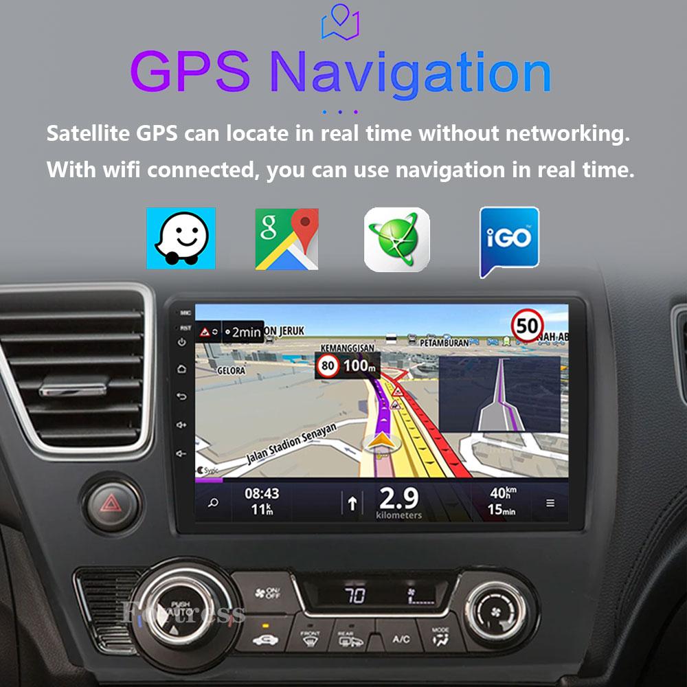FortressFor Honda Civic9 2013 2014 2015 2016 Android 12 Carplay Car Radio Multimedia Video Player GPS Navigation 2 Din Autoradio