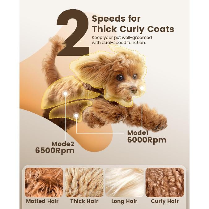 

oneisall Машинка для стрижки собак с густой и жесткой шерстью, тихий беспроводной набор для груминга собак с металлическими лезвиями, полностью из нержавеющей стали, 2 скорости