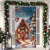 1 ks Veselé Vánoce Kryt na dveře Banner Polyester Vzor Santa Clause pro Štědrý večer Novoroční sváteční párty Vchodové dveře Domácí nástěnná dekorace