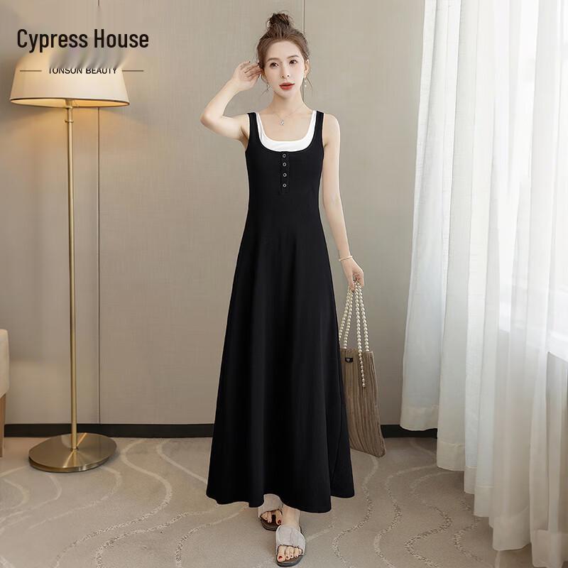 Chic Colorblock Faux Two-Piece Sleeveless Maxi Dress XL