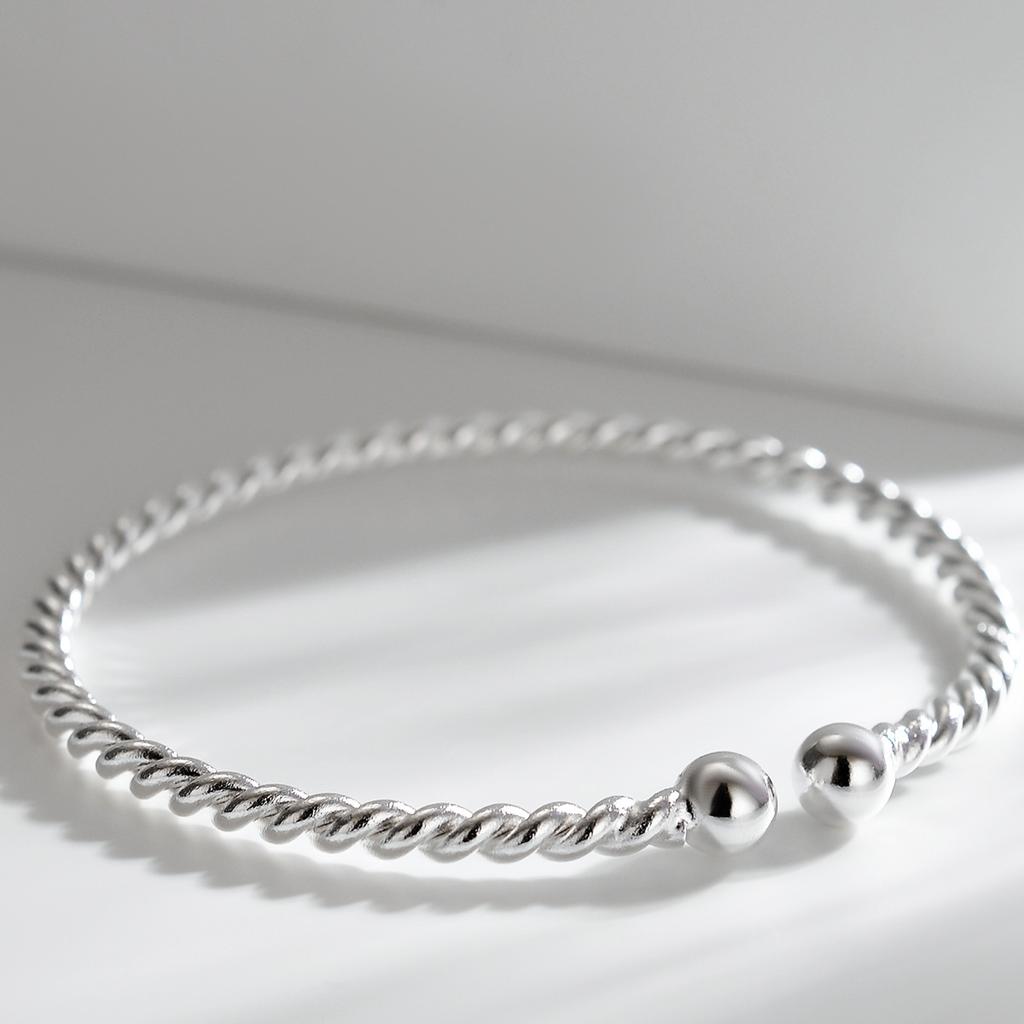 Nowa bransoletka z koralików z drutu skręcanego Otwierana Modna bransoletka osobowości Hurtowa biżuteria srebrna Prezent na urodziny