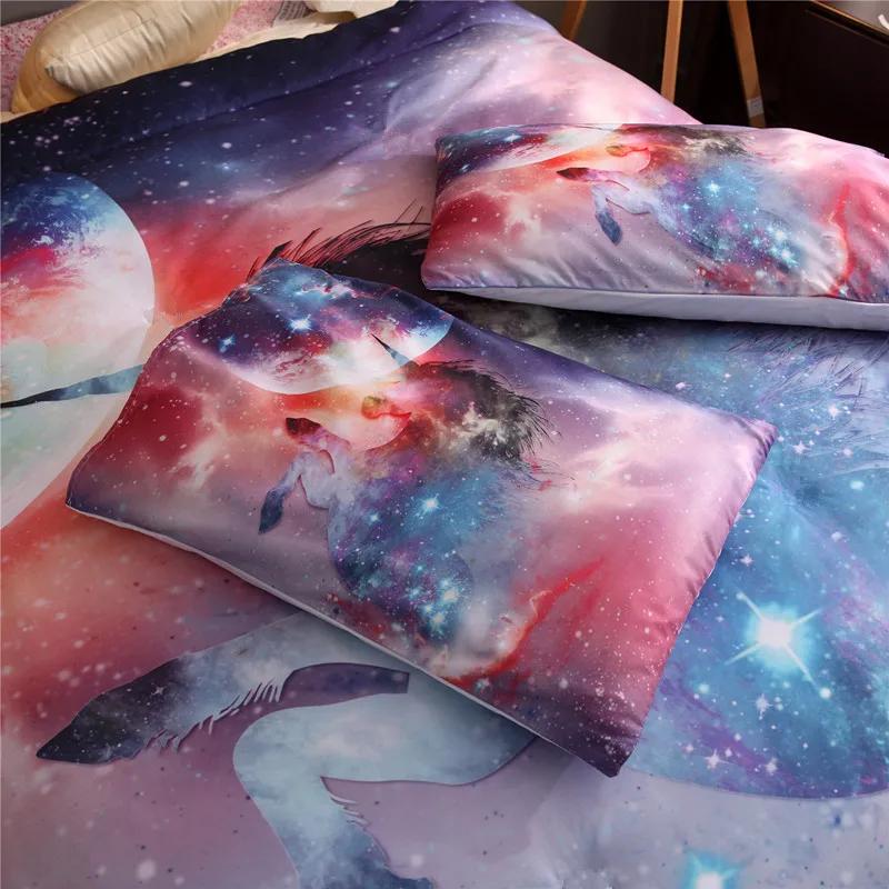 3D Unicorns Beddings 2/3Pcs Duvet Cover With Pillow Cases Super Soft Unicorn Kids Bedding Set Drop Shipping