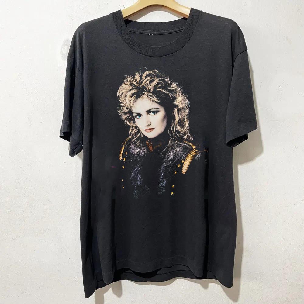 Bonnie Tyler Camicia Nera in Cotone Taglia Completa S-5XL H904