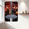 Endgame Movie Promotional Metal Tin Sign - Vintage Epic Sunset City Skyline Poster with Ornate Sword & Two Men for Home Bar Club