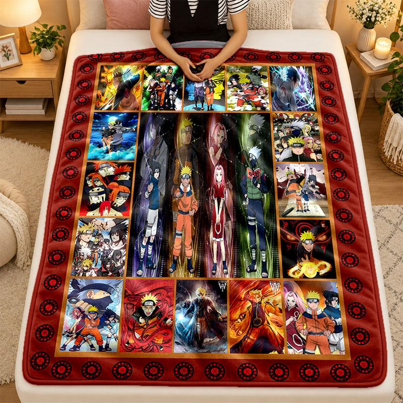 Flannel BlanketNaruto Warm Soft Throw Blanket for Indoor Sofa Bed Living Room Use