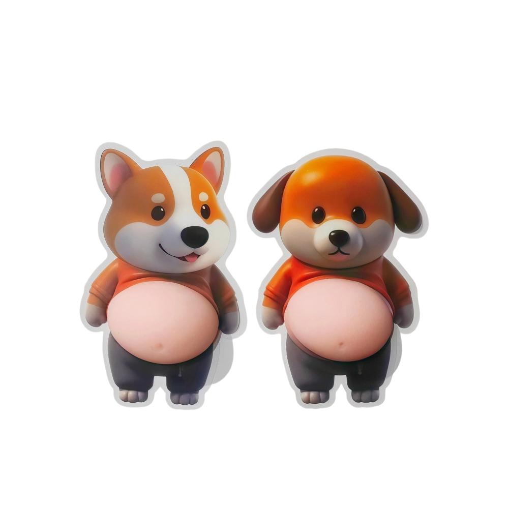 

3D Cute Shiba Inu Stickers Silicone Anti-collision Patch Self-Adhesive Squeezeable Decompression Toy Phone Case Decoration Set 4 (2pcs)
