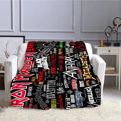 Bandlogo Muziek Rock and Roll logo Patroon Dekens ren's Hoge Kwaliteit Flanel Deken Zacht Comfortabel Huis Reisdeken#(3)