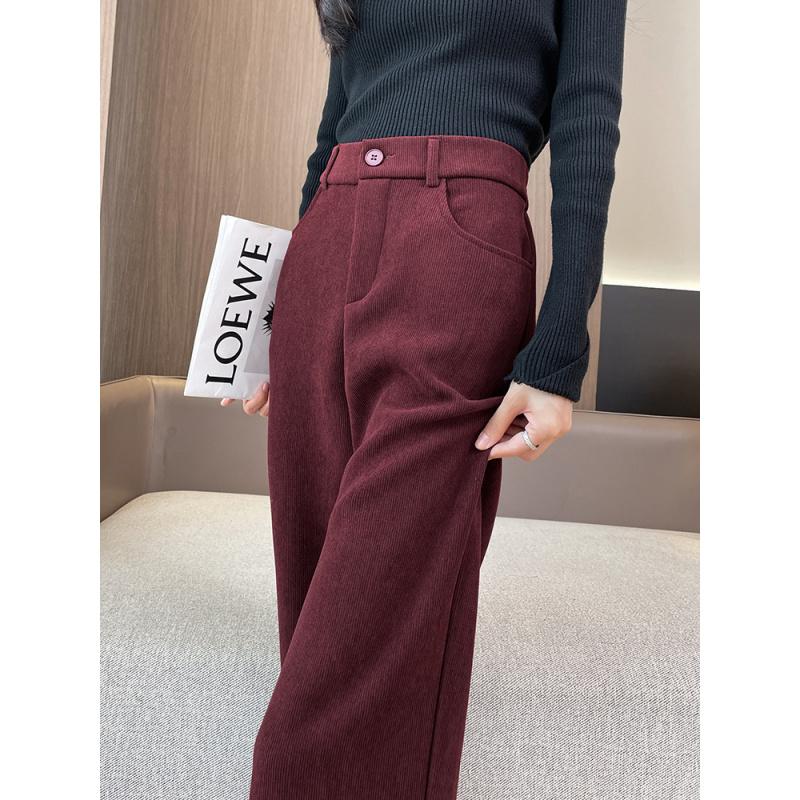 

Новые женские приталенные прямые брюки для костюма, высококачественные шелковые шерстяные брюки широкого кроя на флисе 5XL красный