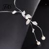 Necklace Faux Pearl Tassel Leaves Pendant Exquisite Beautiful Accessories Sweater Chain Jewelry Gift for Women