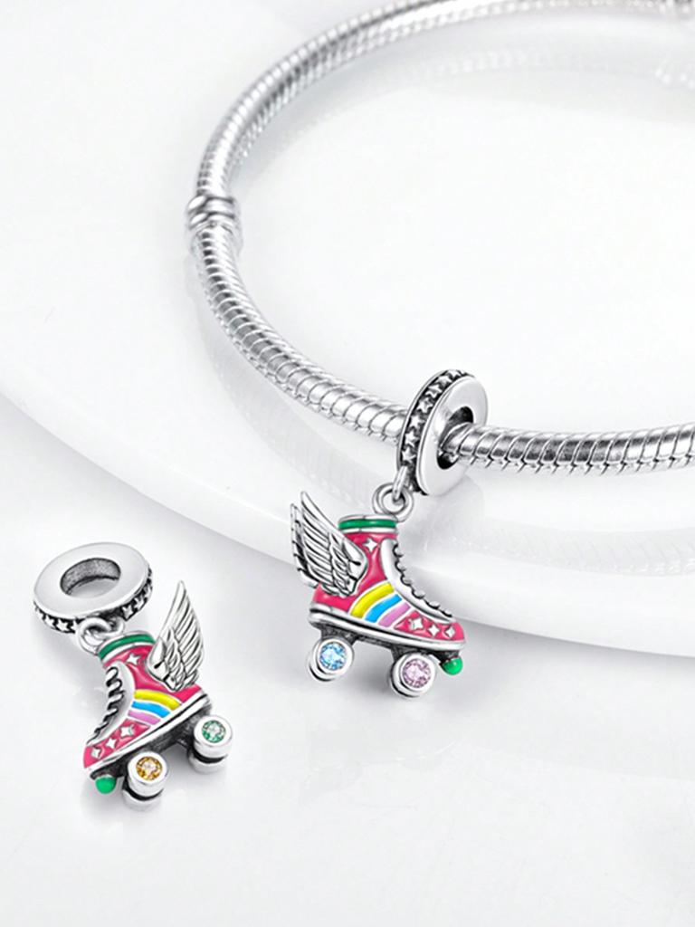 Charms Plata Summer Roller Skates Coconut Tree Beads Copper Plated Fit Charms Original Bracelet For Jewelry Making Diy Charm