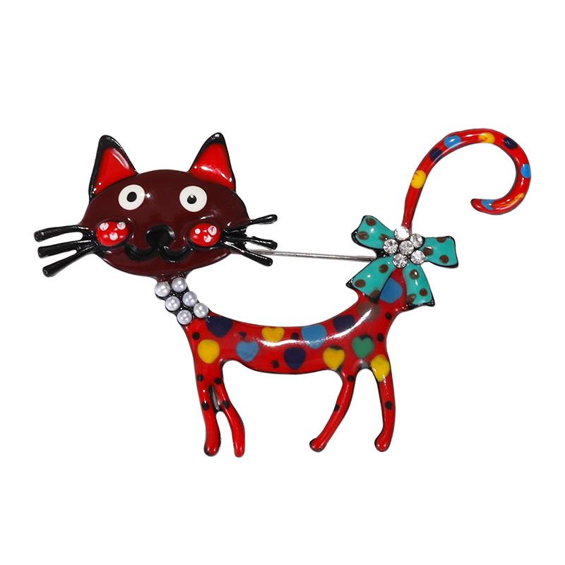 Cartoon Dripping Oil Cat Brooch Color Enamel Animal Corsage Ladies Coat Suit Pin Cute Decoration