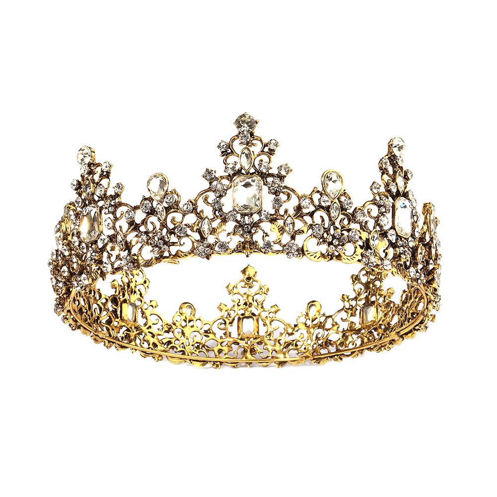 Halloween Party Fairytale Kingdom Happy Wedding Retro Color Crystal Rhinestone Tiaras Coronas Bride Wedding Crown for Bride