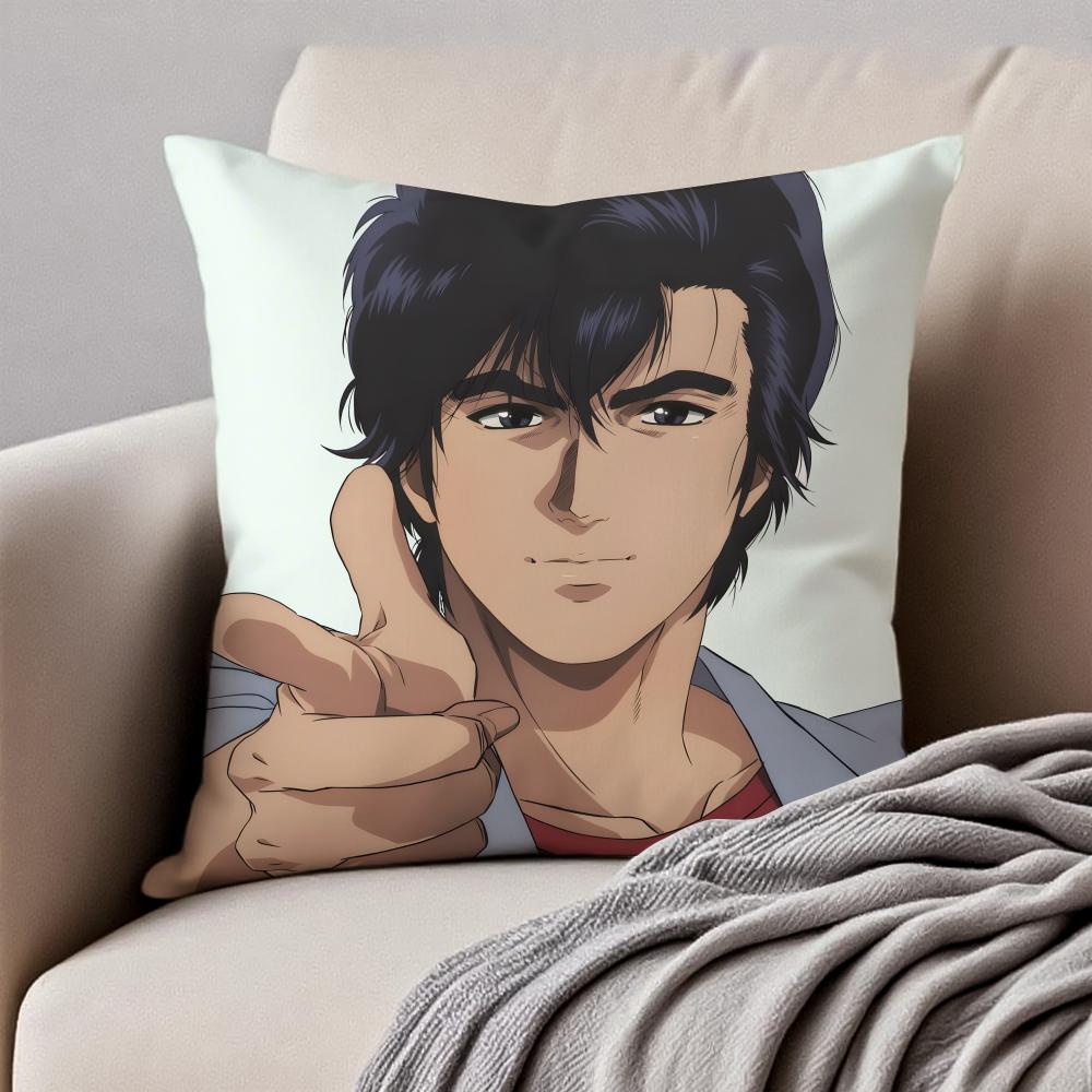 Fashion CCity Hunter SShinjuku Private Eyes Cushion Cover Pillowcase Antidustmite Invisible Zipper Short Plush Sofa Cushion