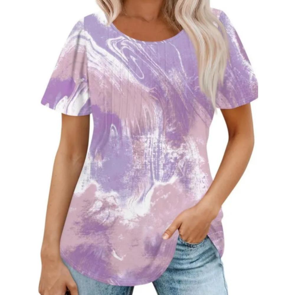 Summer Women T-shirt Creative Flower 3D Printed Short Sleeved T-shirt Fashionable Comfortable Soft Breathable Large Loose T-shirt