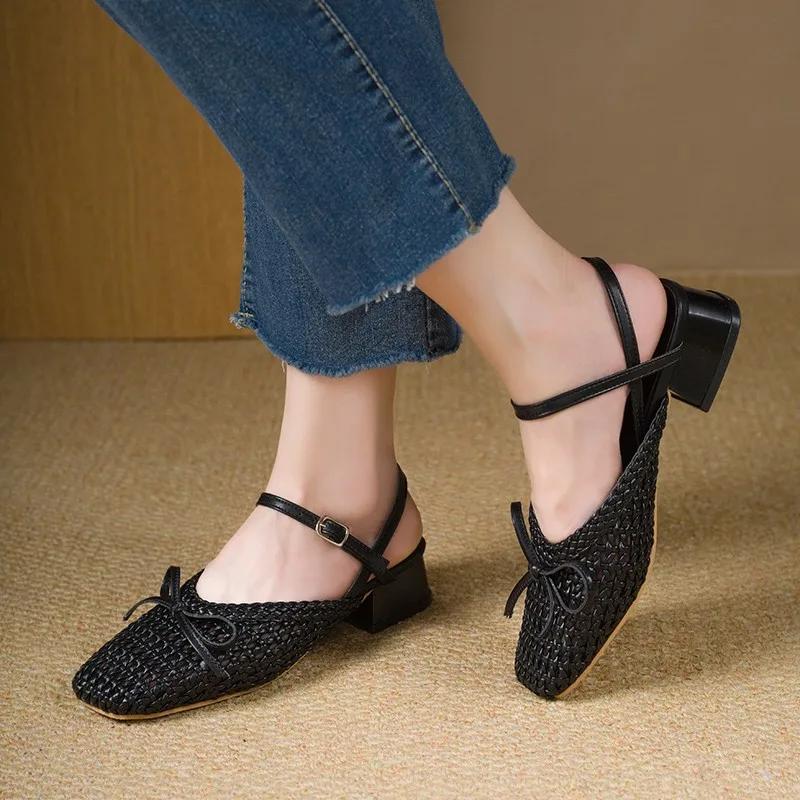 Fashion 2025 Hot Sale Ladies Shoes Buckle Strap Women's Sandals Fashion Butterfly-knot Dress Summer Hollow Out Versatile Heeled Sandals