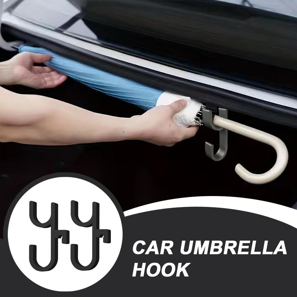2 Pack Car Umbrella Hook - Grocery Bag Holder Organizer for SUV Truck Trunk, Vehicle Interior Storage Hanger for Coat, Handbag