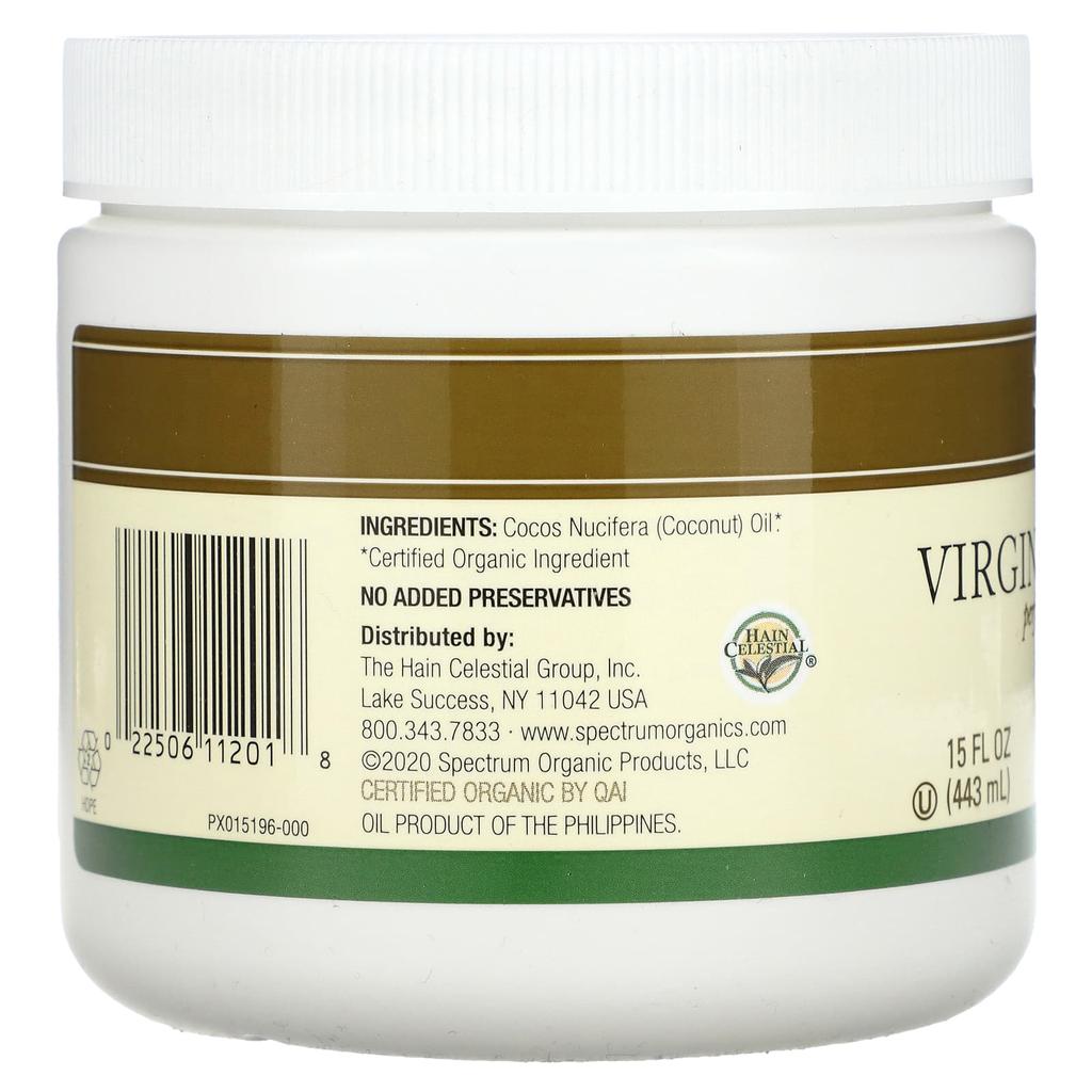 Organic, Coconut Oil, Unrefined, 15 Fl Oz (443 Ml)