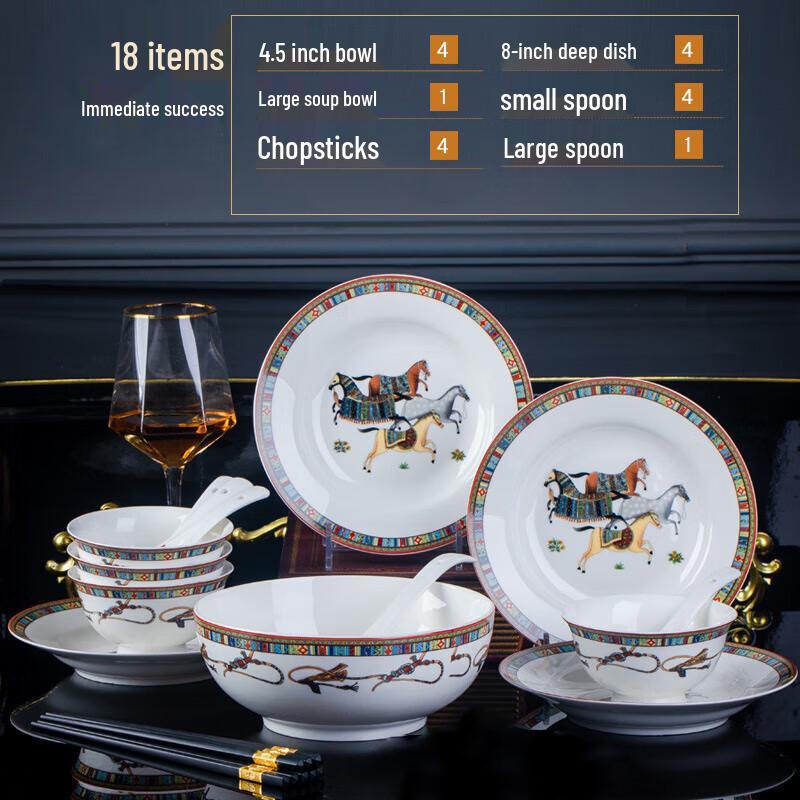 18-Piece Jingdezhen Ceramic Dinnerware Set