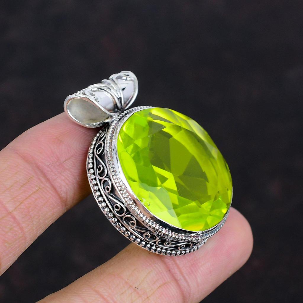 Faceted Lemon Topaz Pendant Genuine Gemstone Pendant Wonderful Vintage Pendant 925 Sterling Silver Pendant Handmade Jewelry Gifts for Women