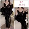 Women's Velvet Butterfly Print Lace Padded Backless Robe Lounge Set