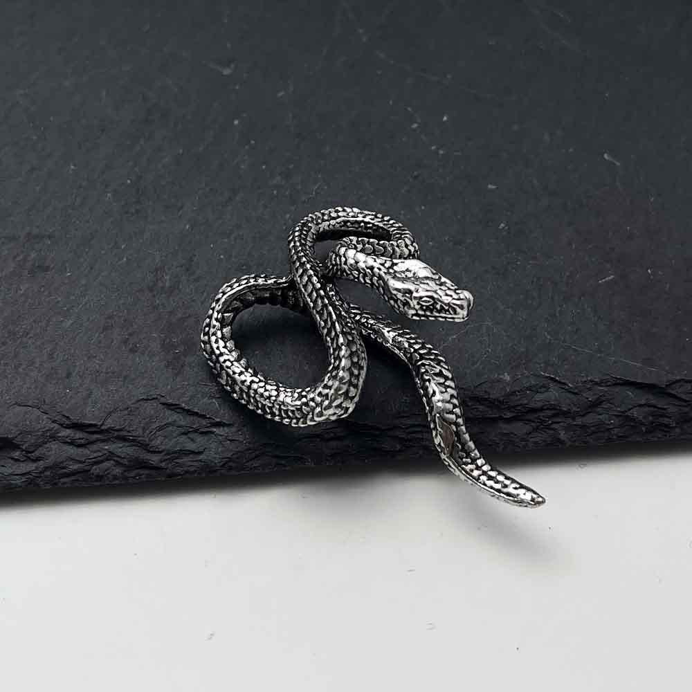 Men's Retro Silver Python Snake Pendant Necklace