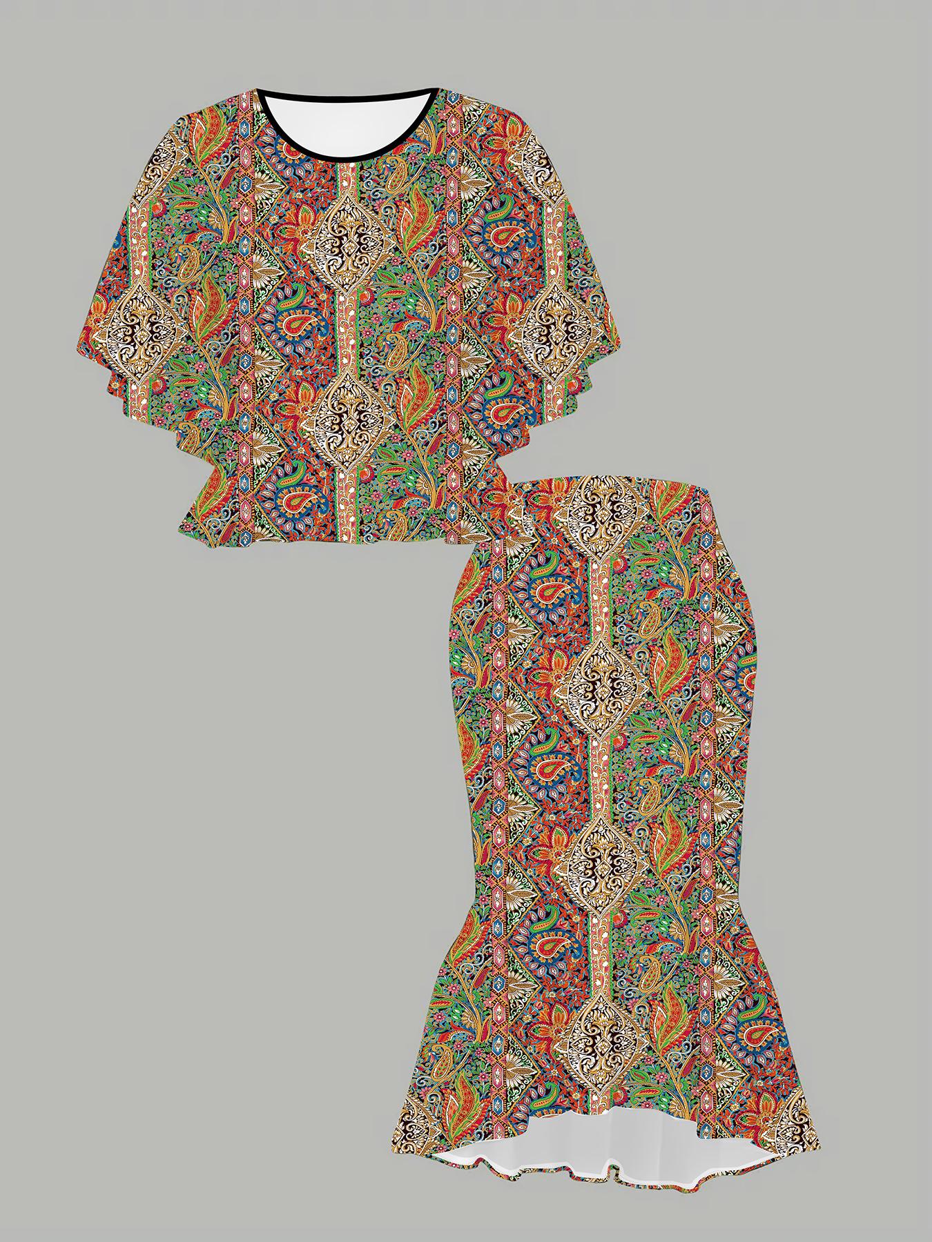 

3D Printed Classical Totem Women s Print, Fashionable Large-sized, Elegant, Versatile for All Seasons. T-shirt, Skirt and Set 1XL коричневий