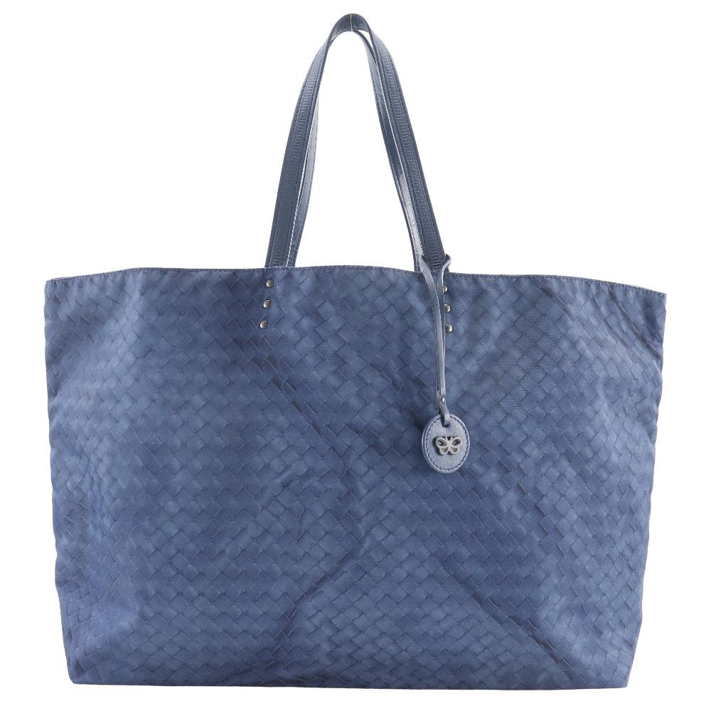 BOTTEGAVENETA Intrusion Tote Bag Navy Blue Nylon Unisex Used