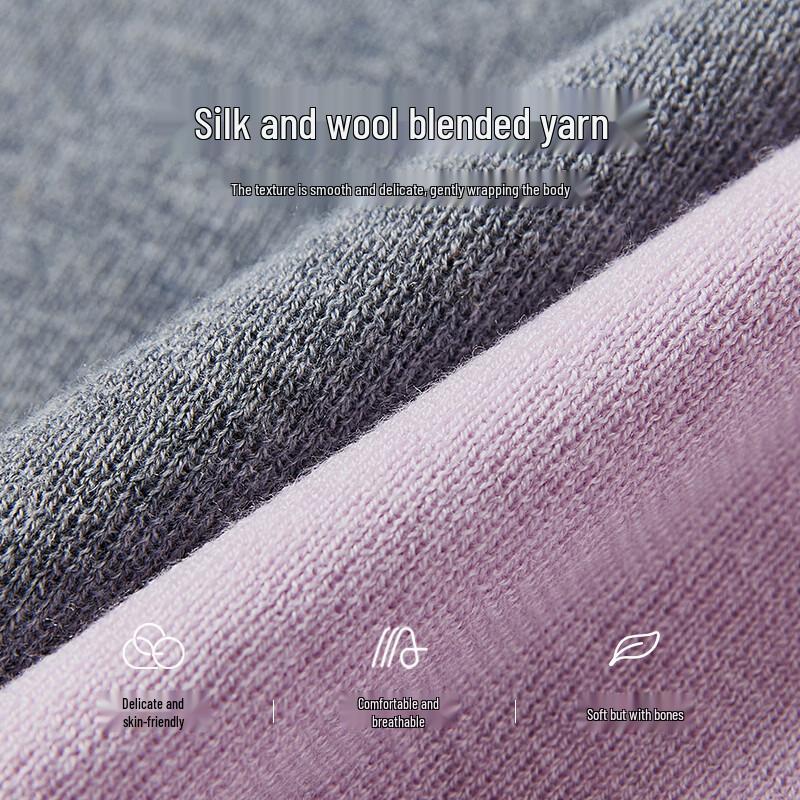 Xiangying Women's Wool-Silk Blend V-Neck Pullover Sweater