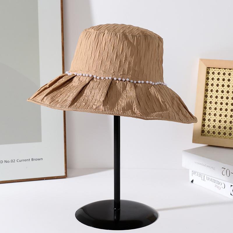 

Шляпа женская весенне-летняя жемчужная однотонная универсальная панама солнцезащитная шляпа с изысканным чувством новинка One Size