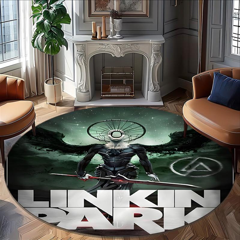 1pc Linkin Park2 Print Round Carpet Chair Round Carpet Suitable for Bedroom Living Room Home Decorative Carpet