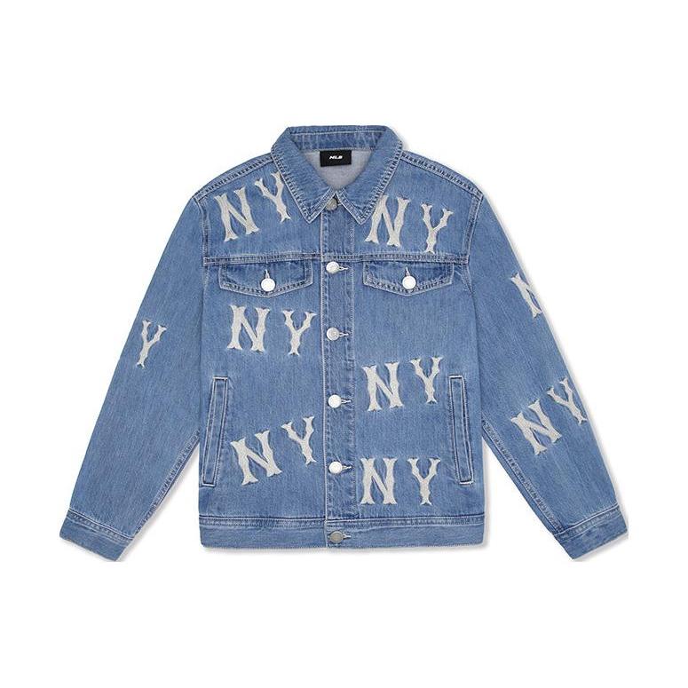 New MLB SS24 Denim Jacket Unisex Light Blue 3ADKB0141-50BLL