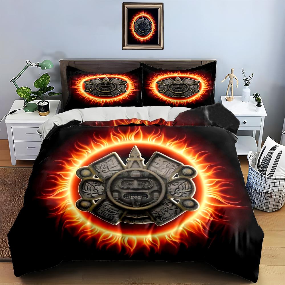 Fiery Tribal Emblem Bedding Duvet Cover Sets Duvet Covers Pillowcases Gifts (1 * Duvet Cover 2 * Pillowcases, Without Duvet Insert)