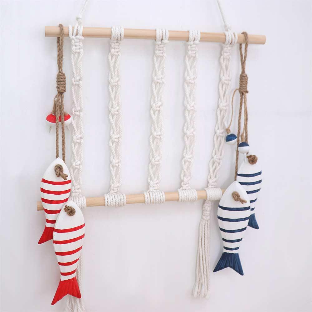 Vintage Nautical Fish Hanging Ornament Ocean Series Carving Fish Wall Decoration Restaurant Home