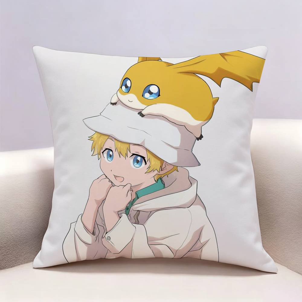 Cute Digimon Adventure Doublesided Print Pillow Case Pattern Printed Pillowcase For Living Room Sofa Cushion Cover